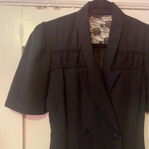 Good quality Vintage Button-up Dress with Lace & Fringe detail